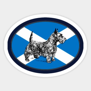 Scottie Dog / Scottish Terrier, with the flag of Scotland Sticker